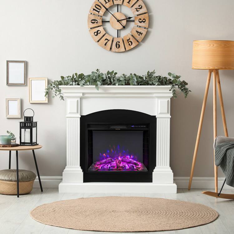Left. Sugift - 26 Inch Recessed Electric Fireplace with Adjustable Flame Brightness - Black.