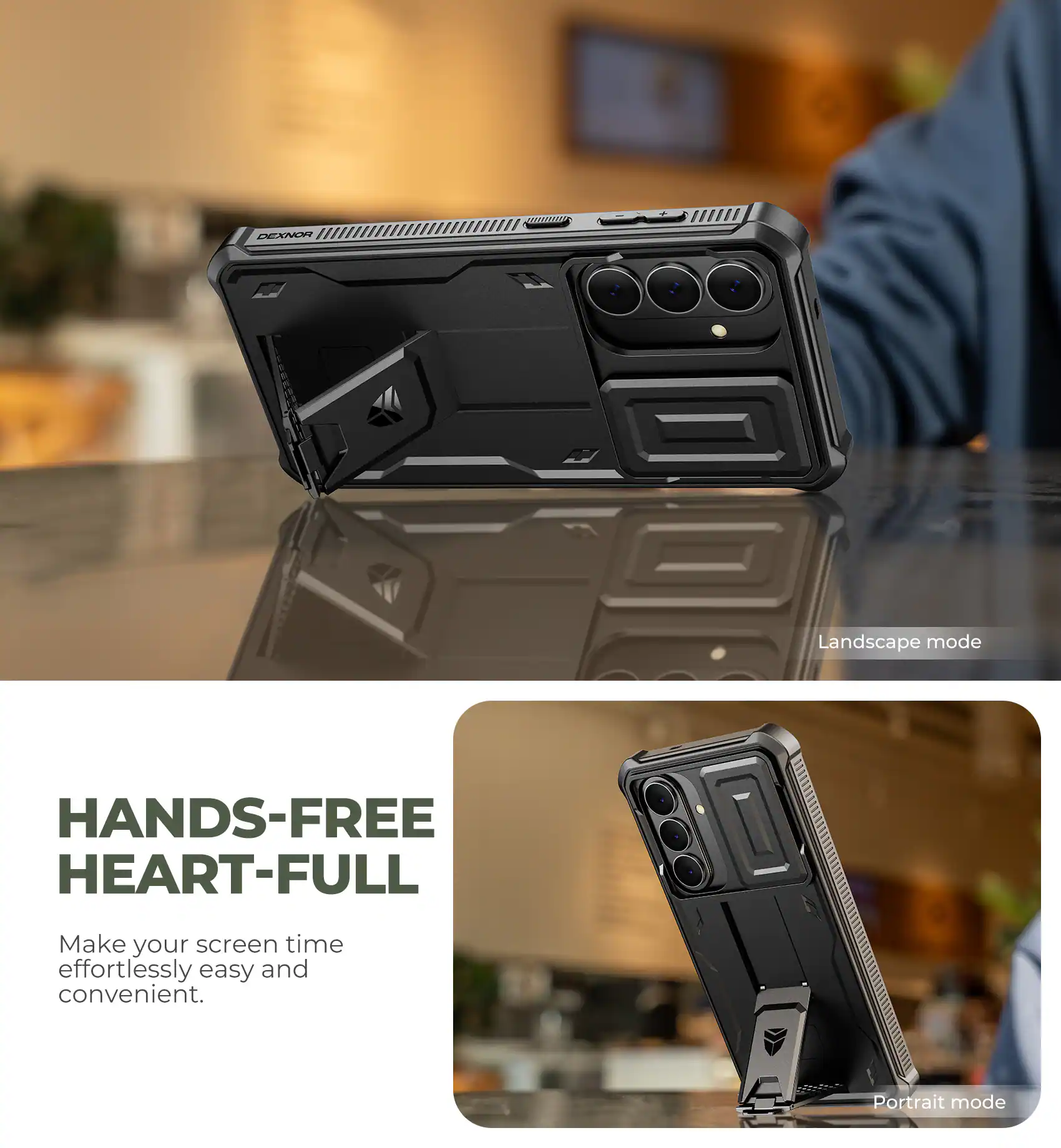 **HANDS-FREE HEART-FULL**

Make your screen time effortlessly easy and convenient.

- Landscape mode
- Portrait mode