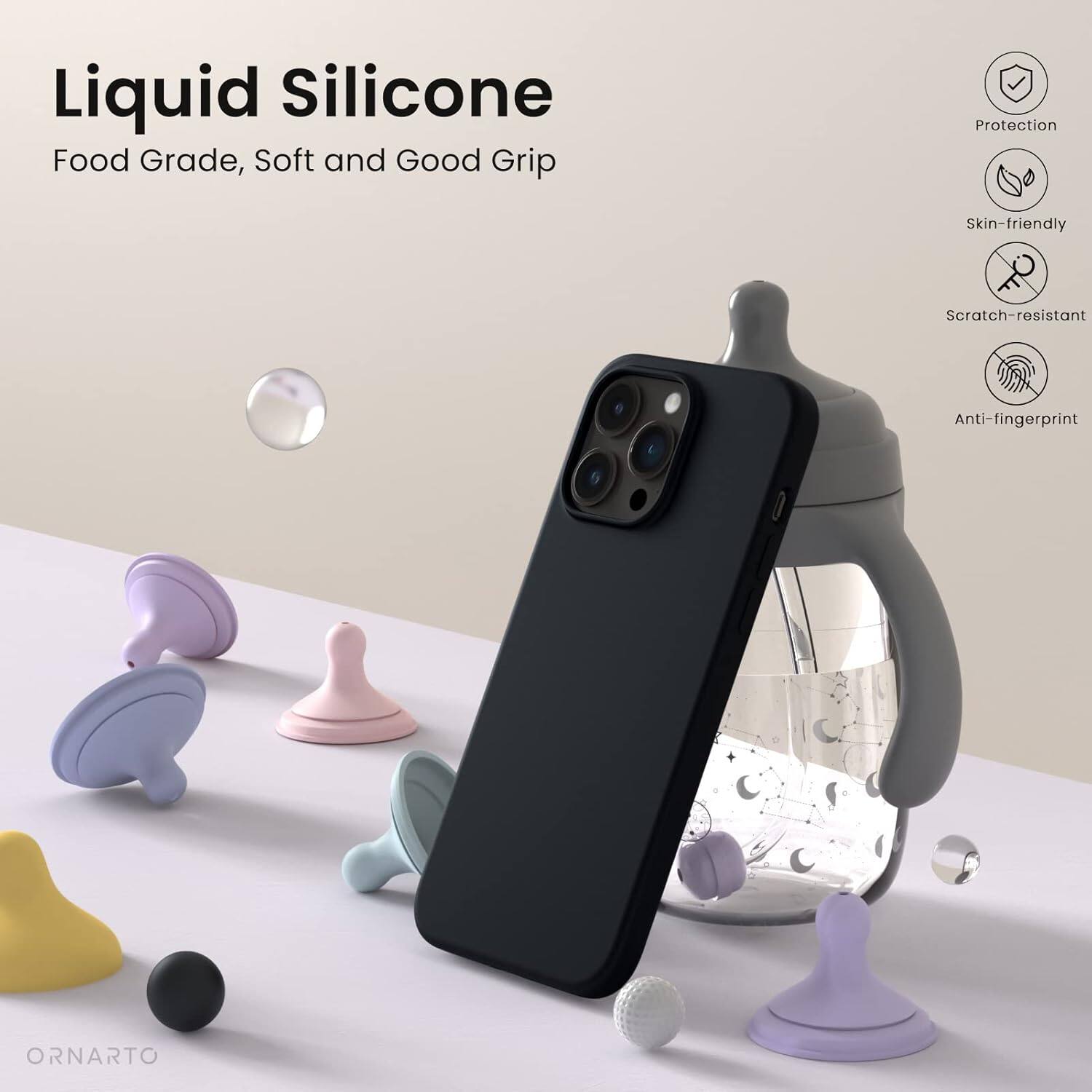 Liquid Silicone, Food Grade, Soft and Good Grip, Protection, Skin-friendly, Scratch-resistant, Anti-fingerprint, ORNARTO