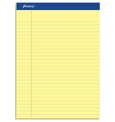 Ampad - Notepads, 8.5" x 11.75", Wide Ruled, 50 Sheets/Pad, 12 Pads/Pack (TOP20-220) - Canary