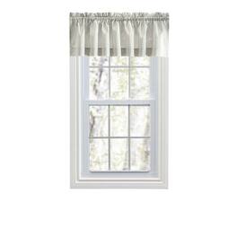 Ellis Curtain - Plaza Classic Ticking Stripe Printed on 1.5" Rod Pocket Natural Ground Tailored Valance 58" x 15" - Sage