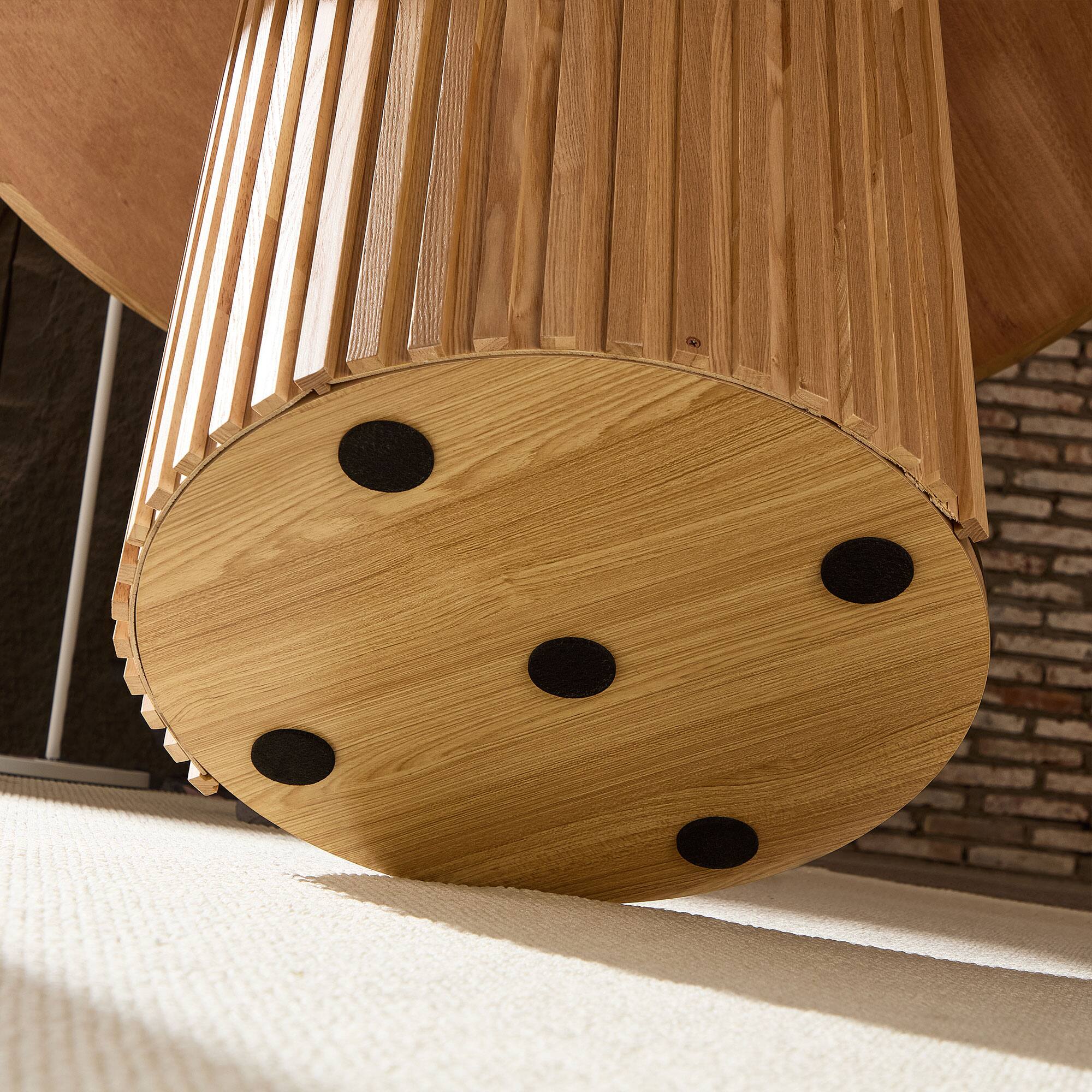 Alt View 1. Tiramisubest - 46.45 inch MDF Dining Table for Dining Room Round Dinner Tables Mid-Century Modern Table, OAK - Oak.