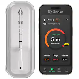 iQ Sense by CHEF iQ Smart Wireless Thermometer, WiFi Unlimited Range, 5 Sensors, Ultra-Thin Probe - 2025 Gen 3 - Stainless Steel