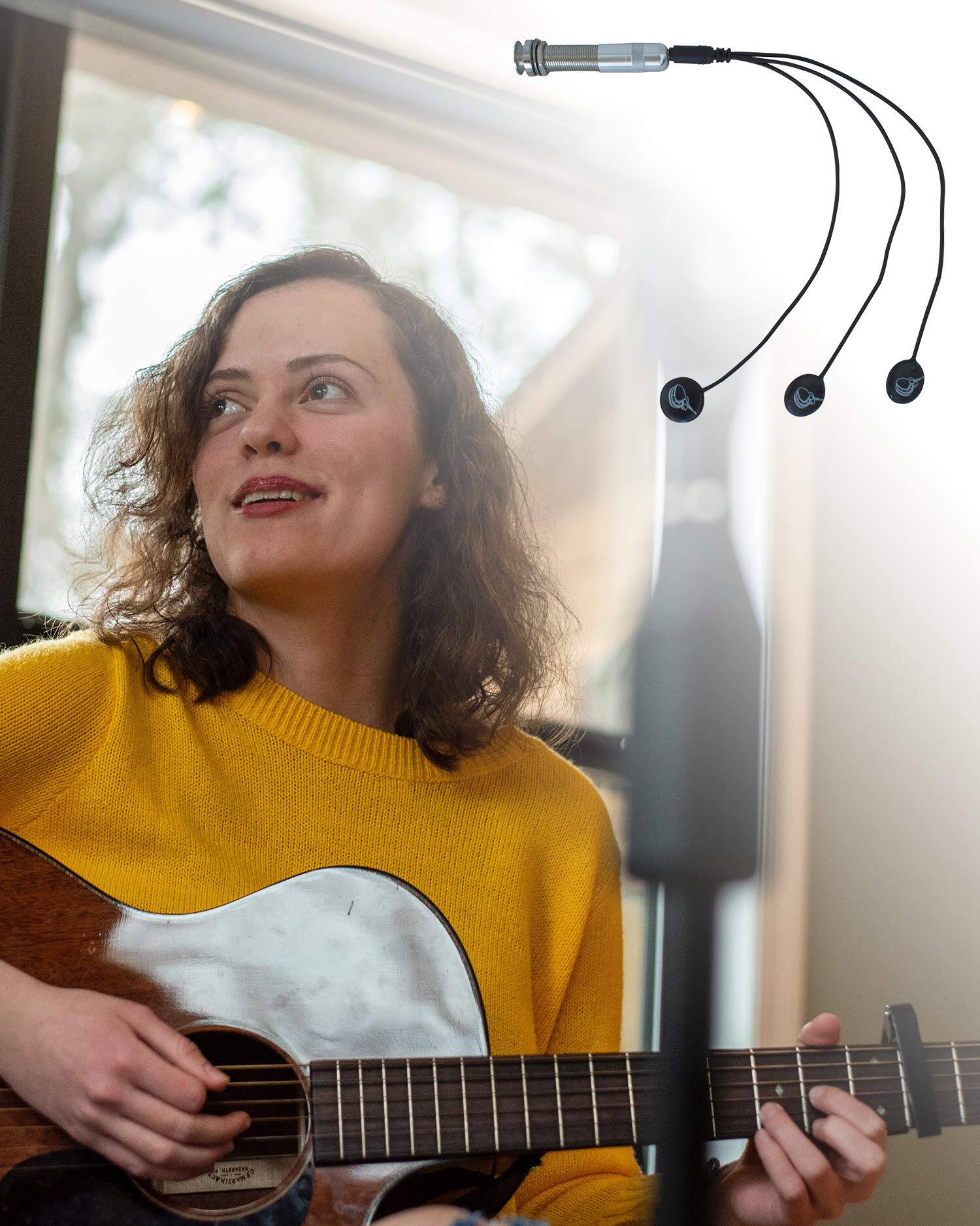 Alt View 1. Dazzling Pops - Passive Piezo Acoustic Pickup - Ep001k Three Balanced German-made Elements For Guitars (ceramic) - 2-Piezo Pickup Ukulele Pickup.