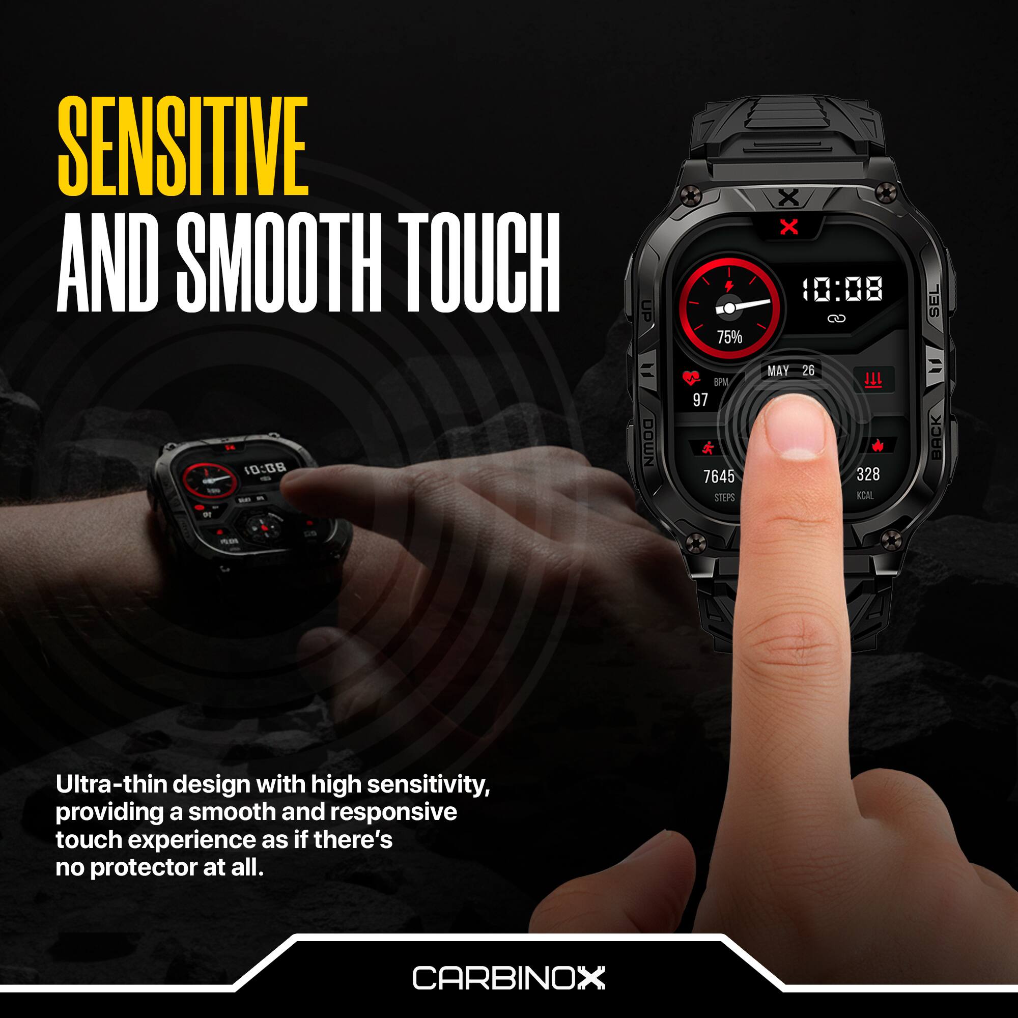 SENSITIVE AND SMOOTH TOUCH

Ultra-thin design with high sensitivity, providing a smooth and responsive touch experience as if there's no protector at all.

CARBINOX