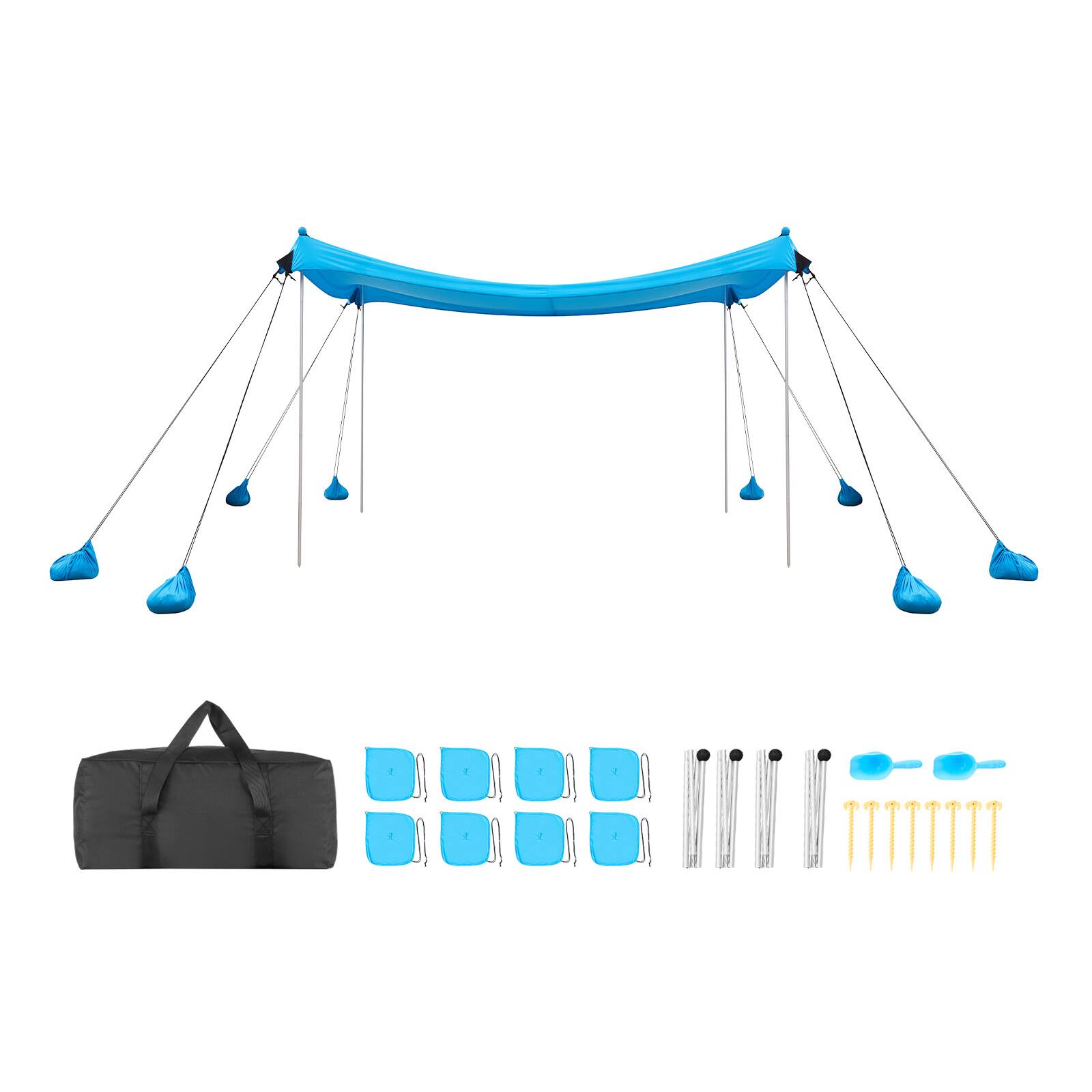 Alt View 5. VEVOR - Beach Tent Sun Shelter, UPF50+ Sun Protection, 6.6 ft Tall, 10x10 ft, Easy Pop Up Beach Canopy with 8 Sandbags - Blue.