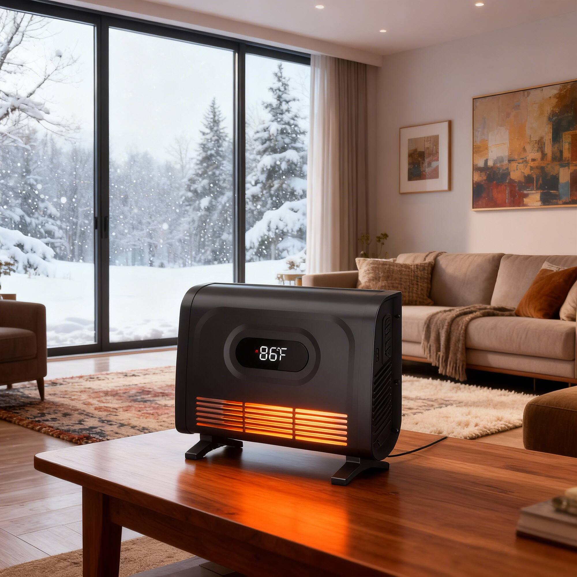 Left. Vaczon - Waterproof 1500W Bathroom Space Heater, Portable Electric Heater with LED Display Adjustable Thermostat, Eco Mode Remote - Black.