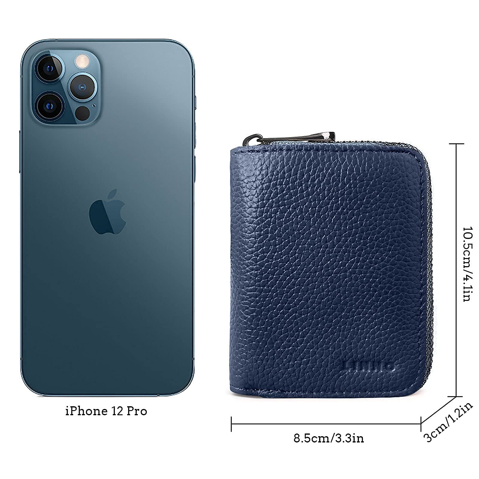 Alt View 3. Jadie Link - Rfid Slots Credit Card Holder Genuine Leather Small Wallet Women Men Zipper Real Leather Genuine Leather Credit Card - Black.