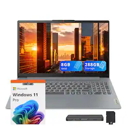 Lenovo - IdeaPad Slim 3 15.6" FHD Anti-Glare Laptop,Low-Power Intel N150,8GB RAM,128GB UFS+160GB Dock Set,Win 11 Pro - Gray