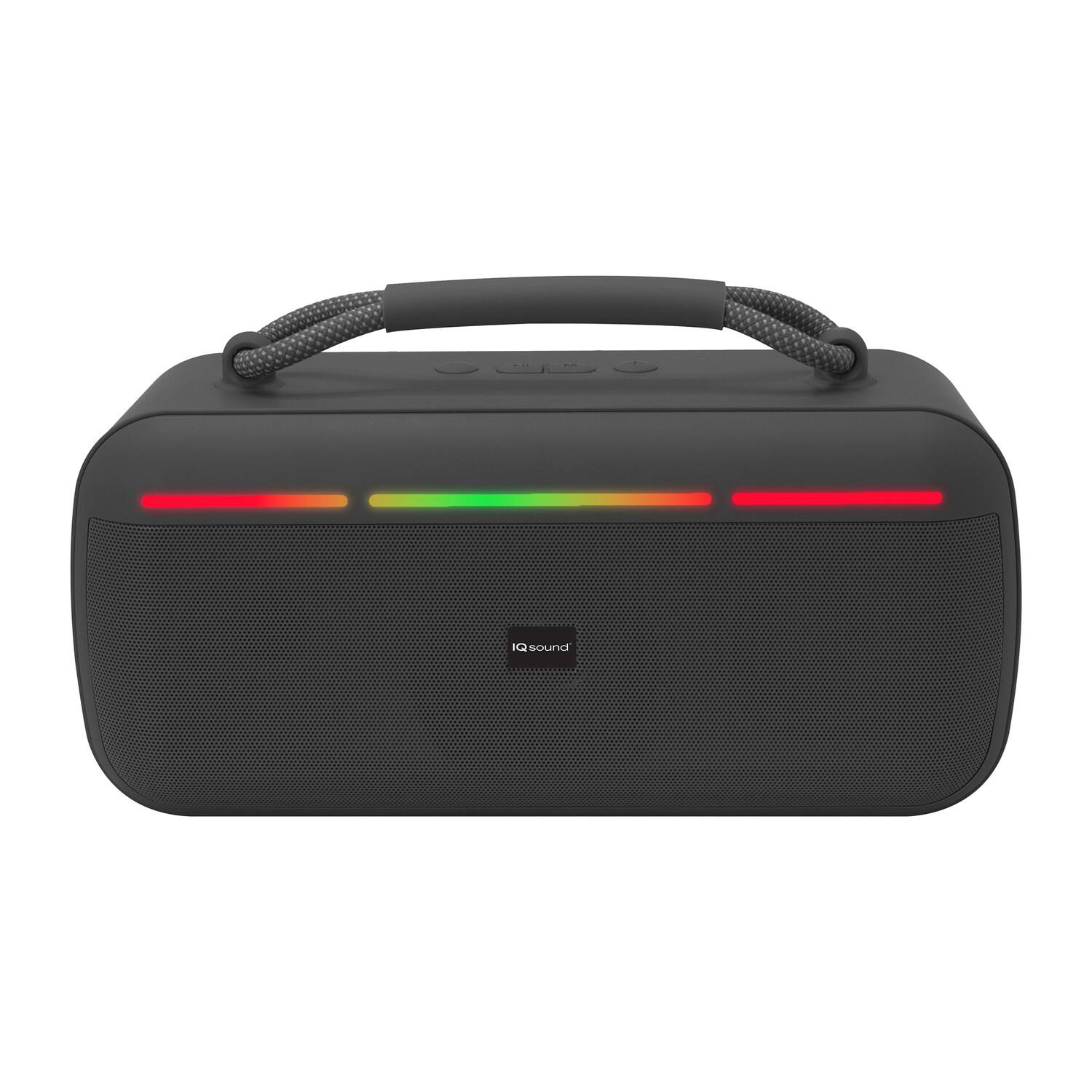 Alt View 2. iQ Sound - 15W Halo Glow Portable Bluetooth Speaker, Rechargeable, TWS, Lights, USB/microSD, FM, 20 Hr Play Time - Black.