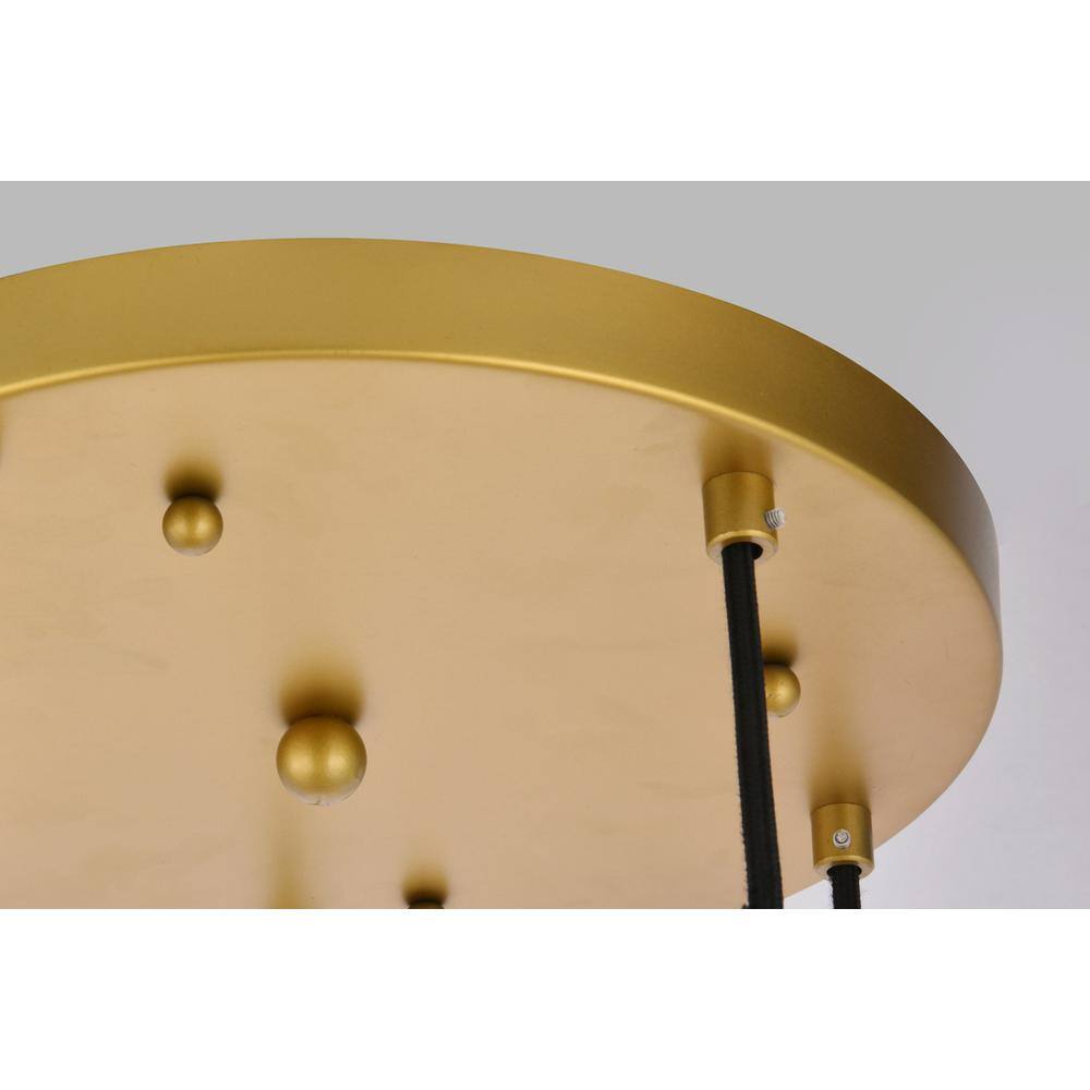 Back. Living District - Eclipse 5 Lights Brass Pendant With Frosted White Glass - Brass And Frosted White.