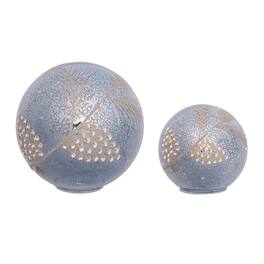 BreeBe - LED Pinecone Globe (Set of 2) - Blue, Gray