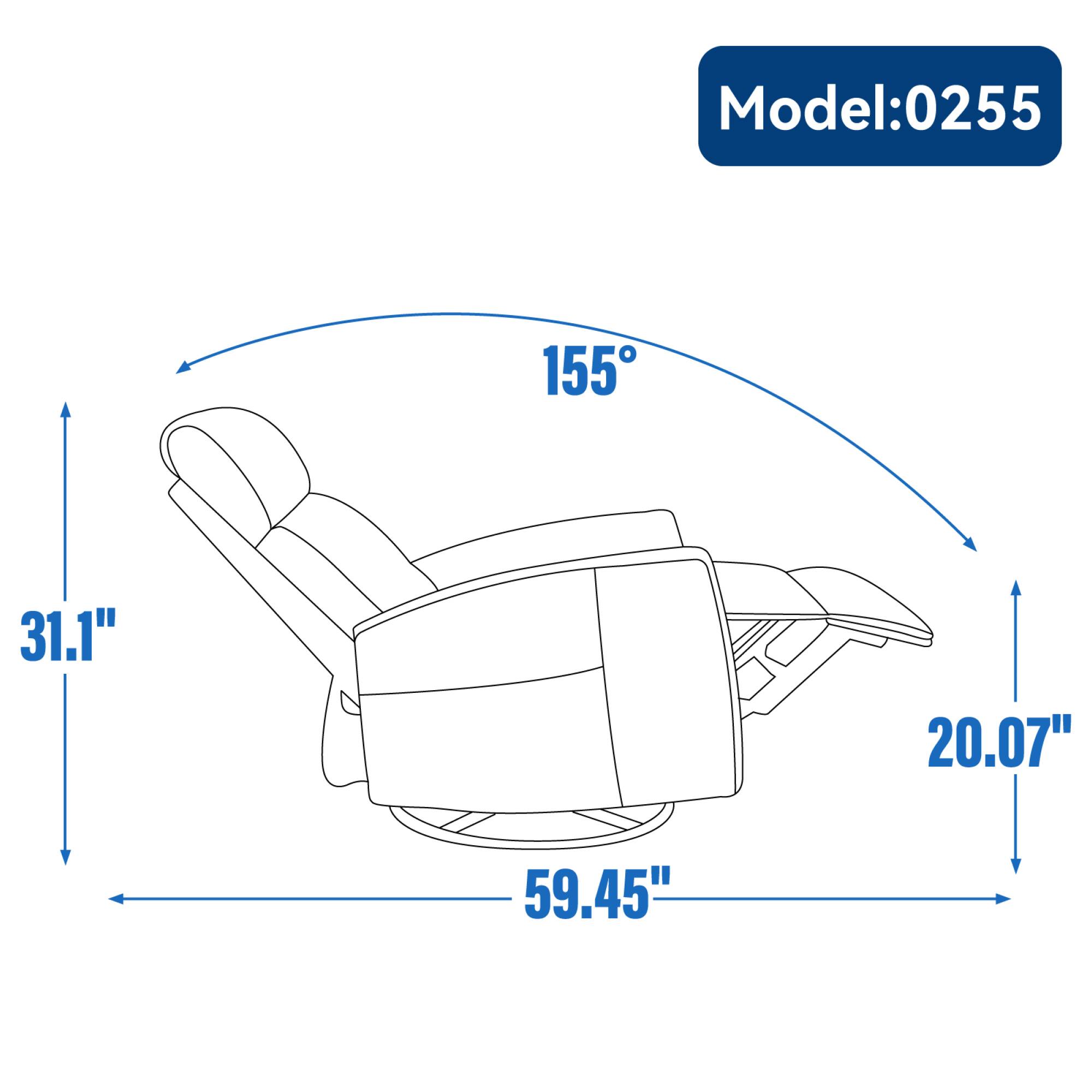 Model: 0255  
155°  
31.1"  
20.07"  
59.45"