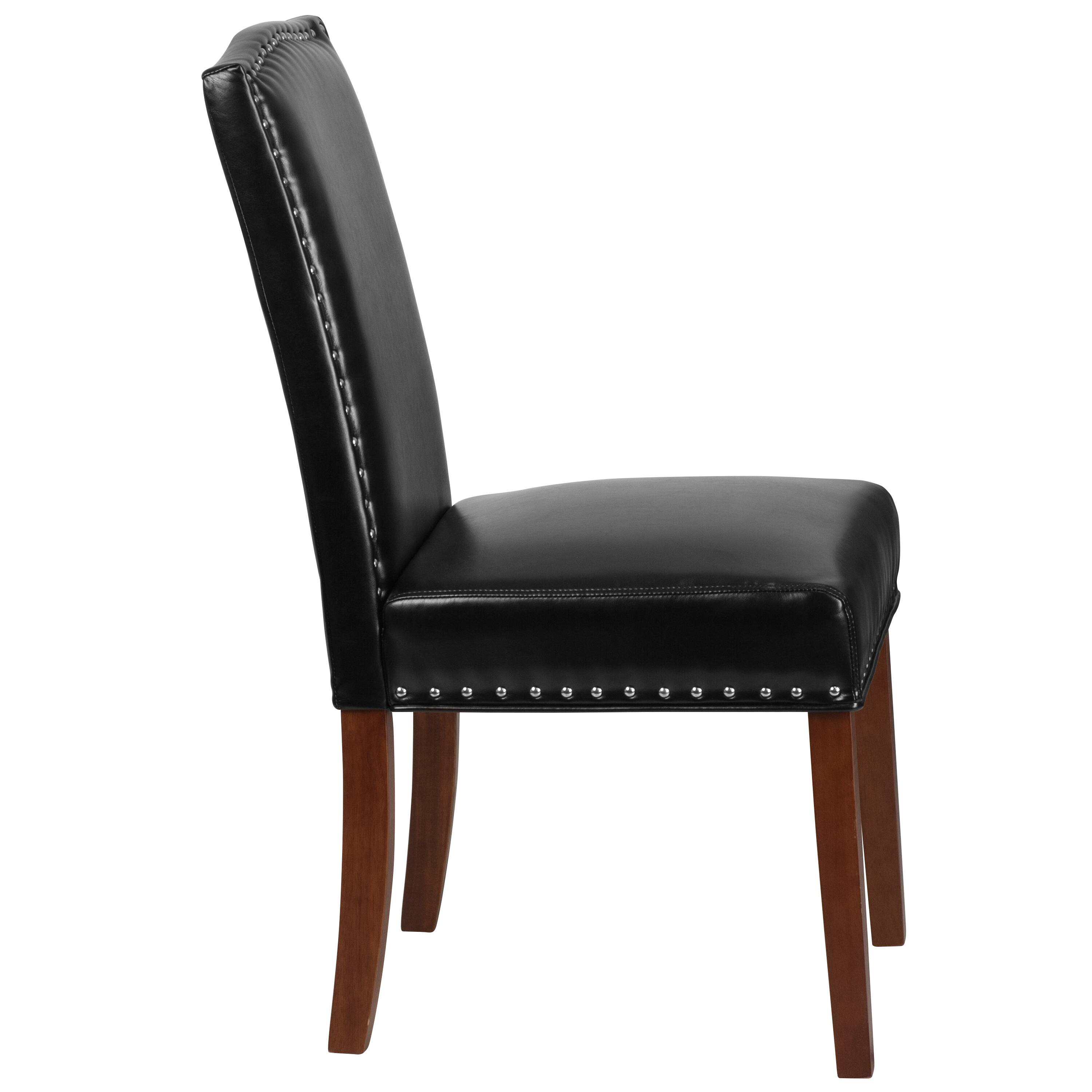 Alt View 5. Emma + Oliver - Parsons Chair with Accent Nail Trim - Black LeatherSoft.