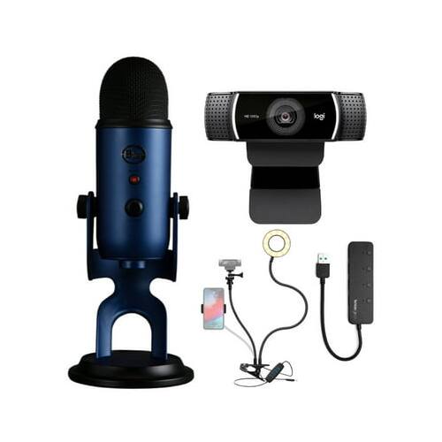 Angle. Blue Microphones - Blue Microphone Yeti USB Mic (Midnight Blue) Bundle with Logitech C922 Webcam.