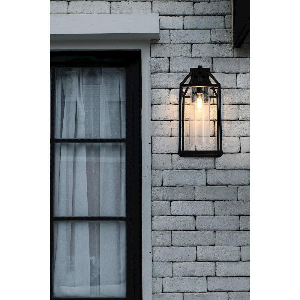Alt View 4. Elegant Lighting - Zora 24 inch Outdoor Wall sconce in Black - Black And Clear.