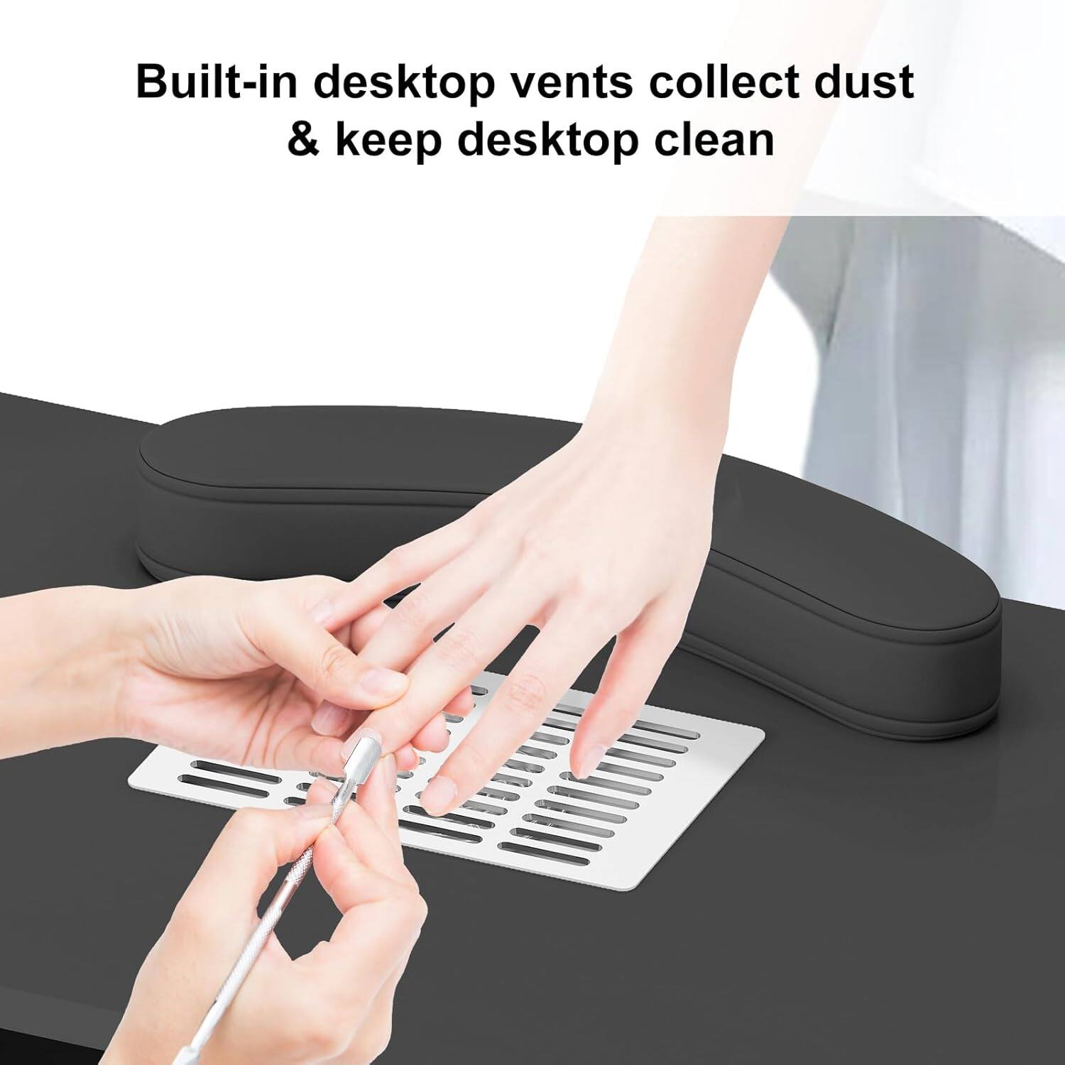 Built-in desktop vents collect dust & keep desktop clean