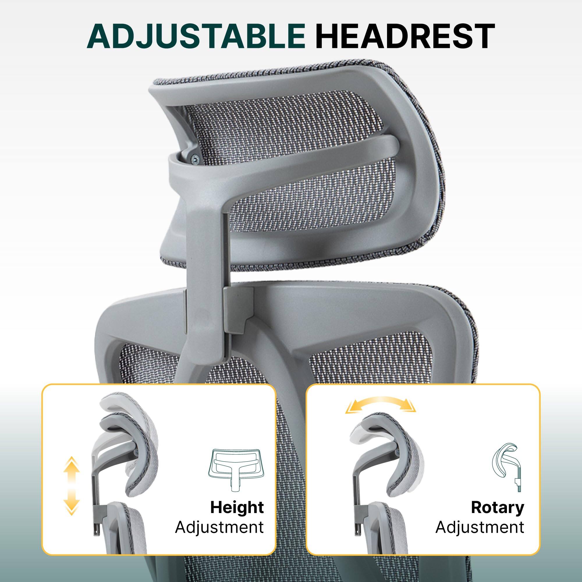 ADJUSTABLE HEADREST

Height Adjustment

Rotary Adjustment
