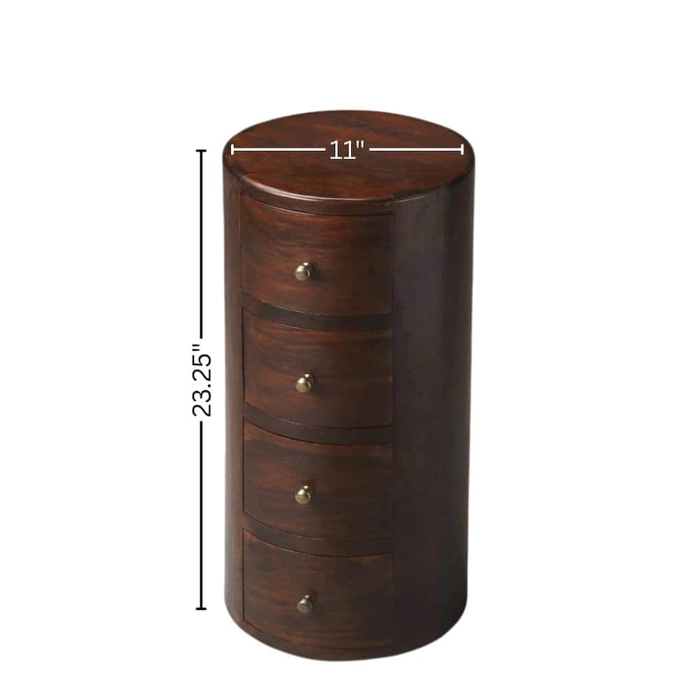 Starlight Canyon Home - Round End Table with Storage – Side Table with Drawer in Brown Wood - Medium Brown