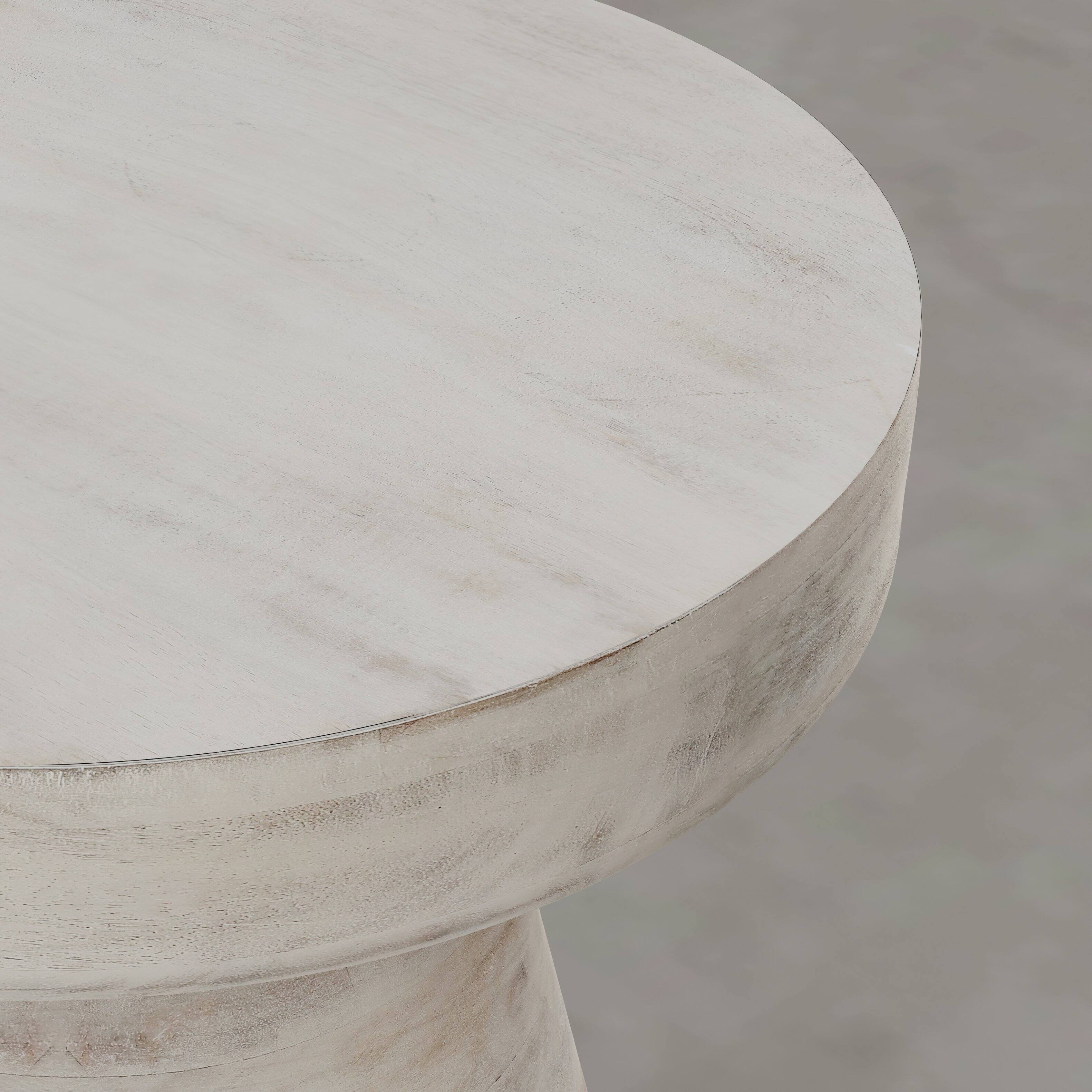 Alt View 4. Simpli Home - Robbie 16 inch Wide Solid Mango Wood Accent Table, Distressed Aged White - Aged White.