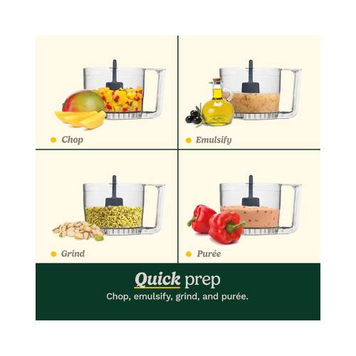 Chop, emulsify, grind, and puree.