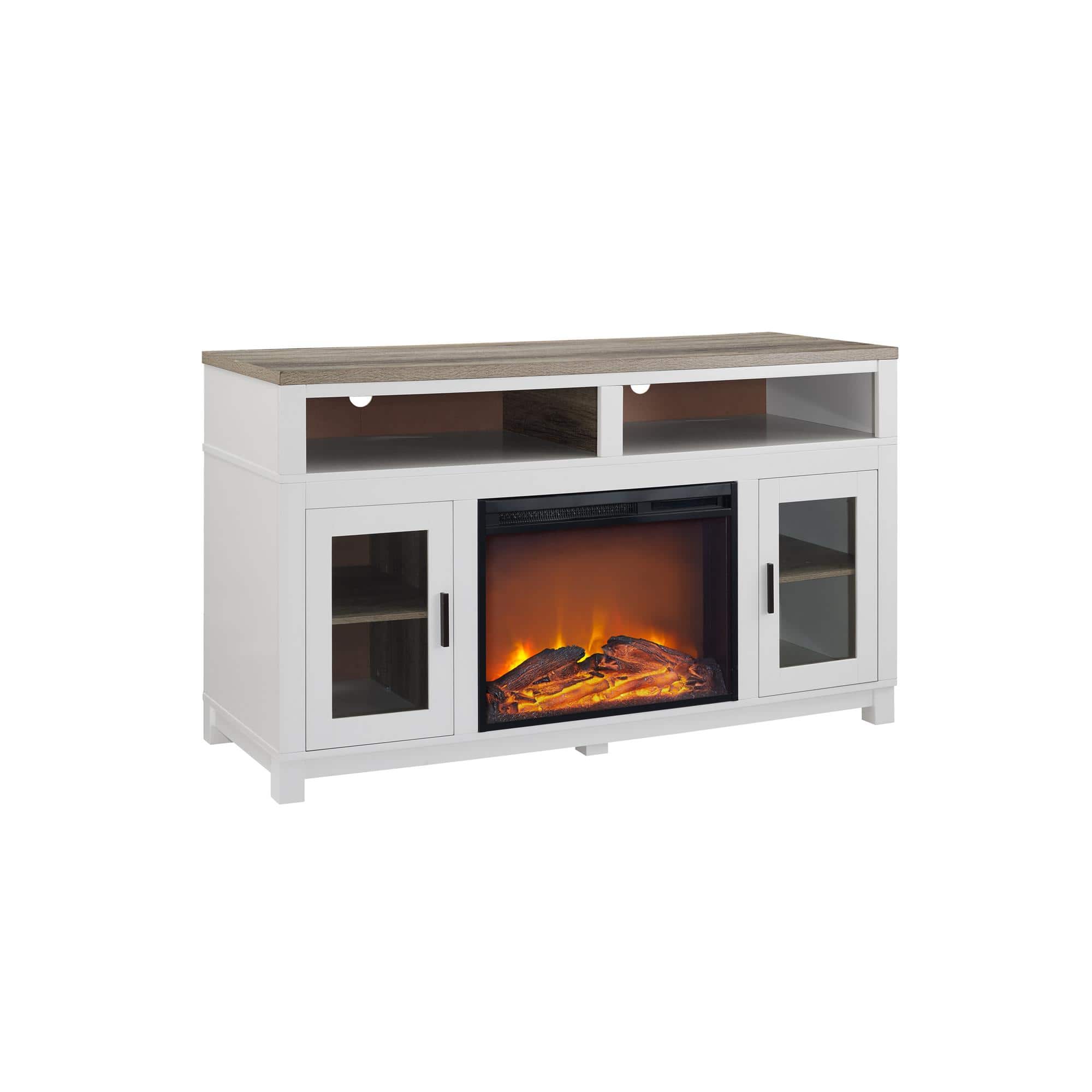 Ameriwood Home - Carver Electric Fireplace TV Stand - White - Front_Zoom