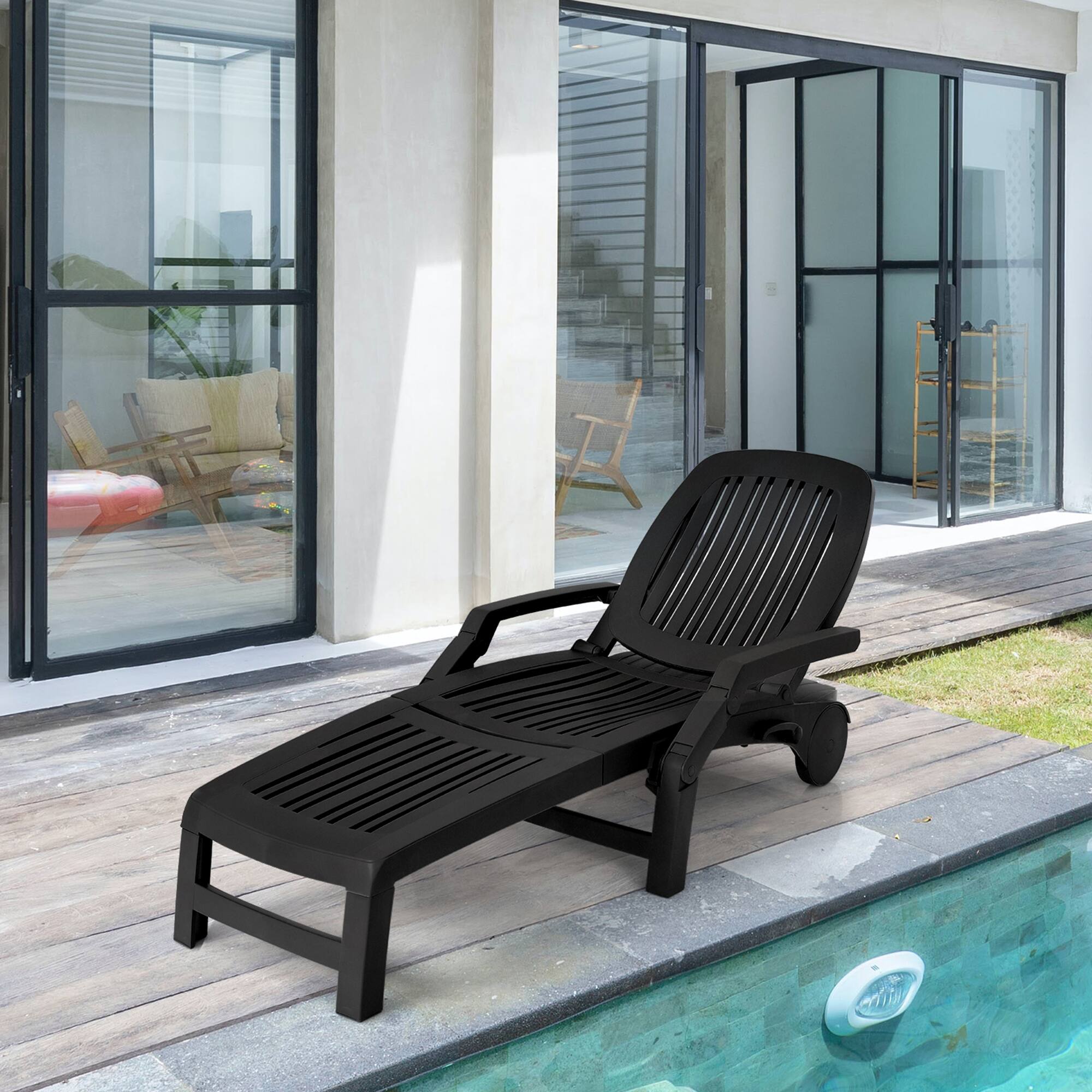 Alt View 3. Gymax - Gymax Set of 2 Patio Adjustable Chaise Lounge Chair Folding Sun Lounger Recliner Black - Black.