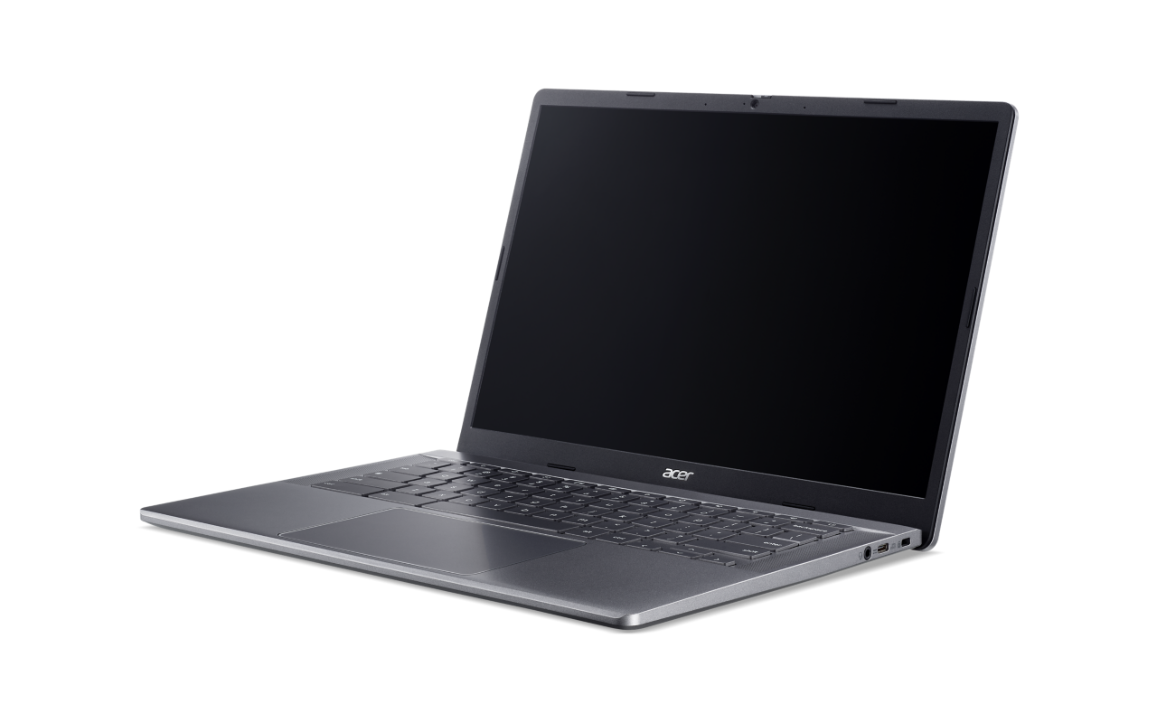 Angle. Acer - Chromebook Plus 514 14 Inch Touchscreen WUXGA AMD Ryzen 5 7520C 8 GB RAM 256 GB SSD AMD Radeon Graphics.