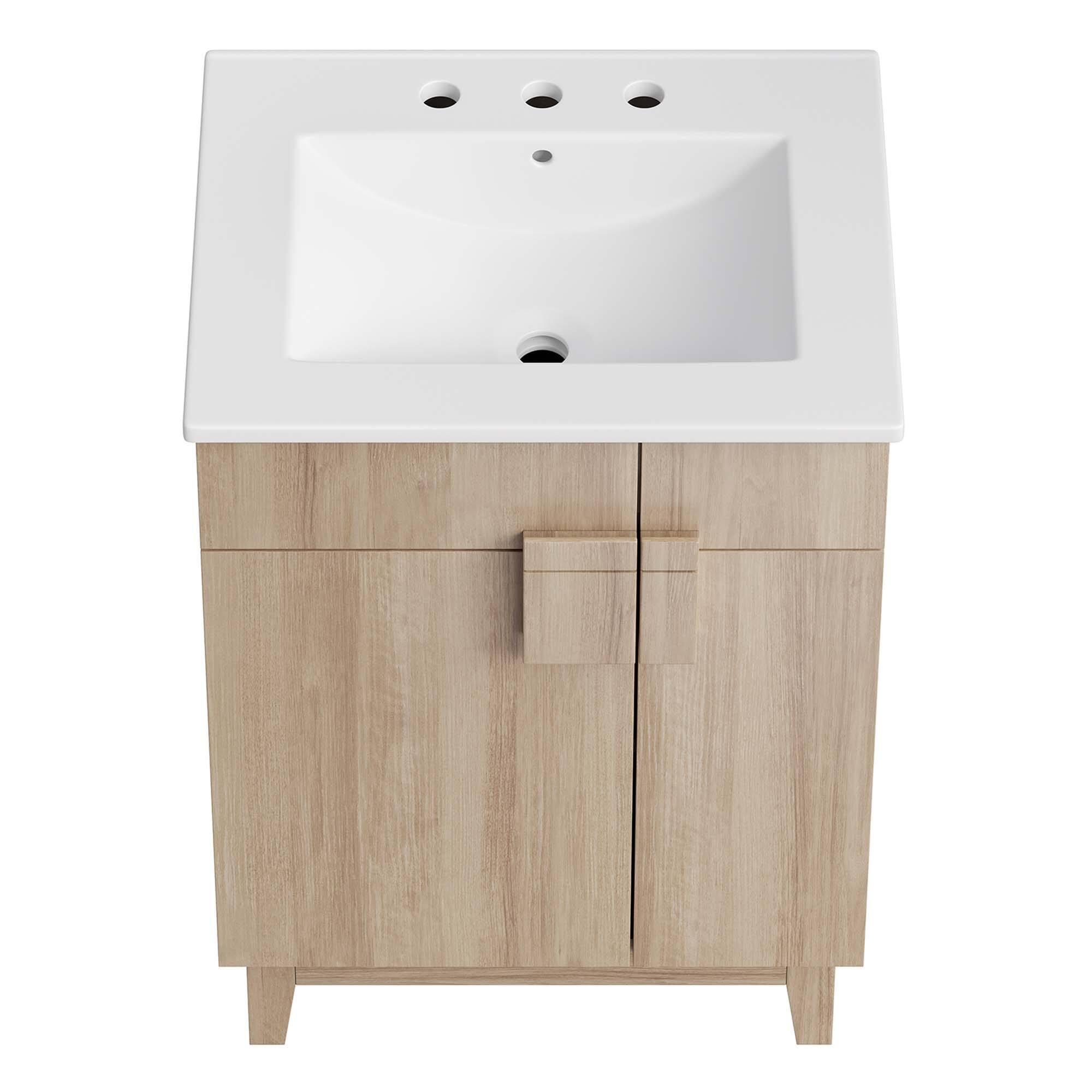 Alt View 5. Modway - Miles Bathroom Vanity Basin Included by Modway - White Oak.