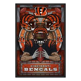 Sporticulture - Cincinnati Bengals Framed Stained Glass Art Print - Orange