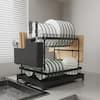 Front. Malletson - 2-Tier Anti-Rust Dish Drying Rack with Drainage Spout Kitchen Organizer with Cutting Board Holder - Black.