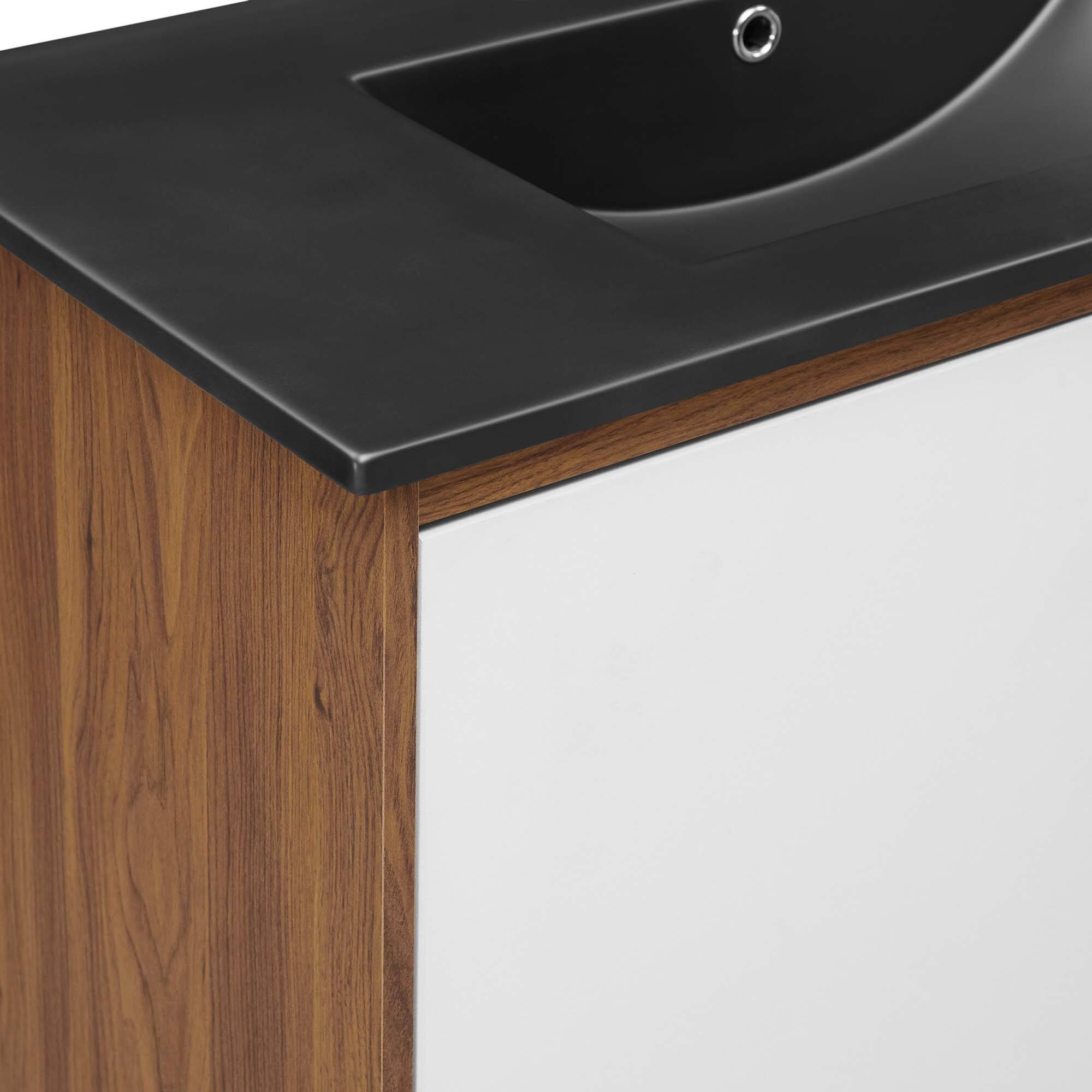 Alt View 5. Modway - Transmit Wall-Mount Bathroom Vanity Basin Included - Walnut Black.