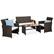 Front. Best Choice Products - Best Choice Products 4-Piece Outdoor Wicker Patio Conversation Furniture Set w/ Table, Cushions - Brown/White Sand - Brown/White Sand.