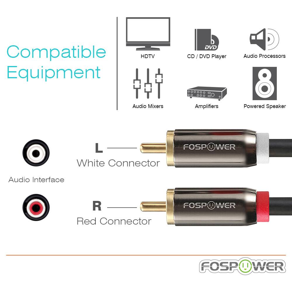 Compatible Equipment: HDTV, DVD Player, Audio Processors, Audio Mixers, Amplifiers, Powered Speaker

Audio Interface: L White Connector, R Red Connector