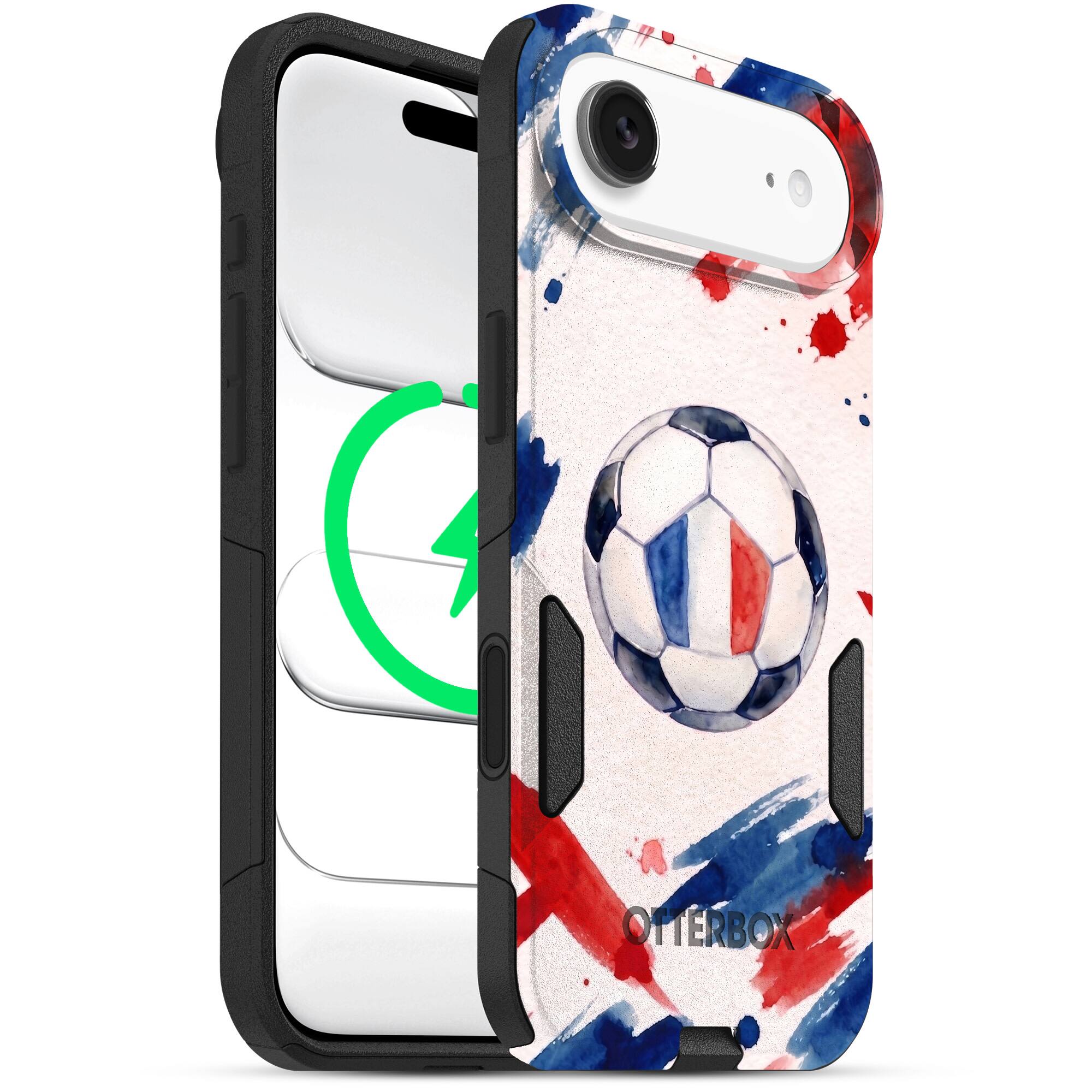 Front. OtterBox - OtterBox France Soccer Phone Case - Commuter Magsafe Series - Multicolored.