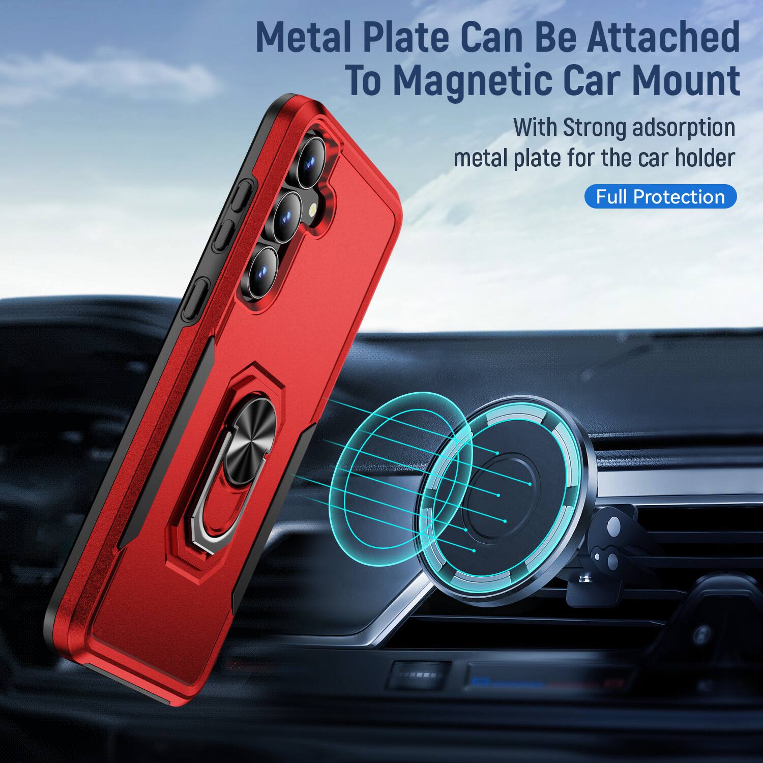 Metal Plate Can Be Attached To Magnetic Car Mount

With Strong adsorption metal plate for the car holder

Full Protection