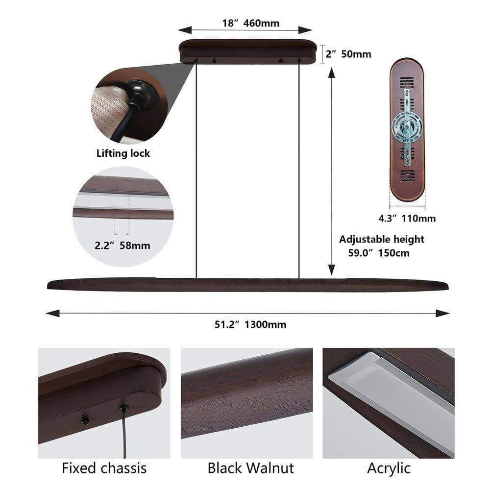 - 18" 460mm
- 2" 50mm
- 4.3" 110mm
- 2.2" 58mm
- 59.0" 150cm
- 51.2" 1300mm
- Lifting lock
- Adjustable height
- Fixed chassis
- Black Walnut
- Acrylic