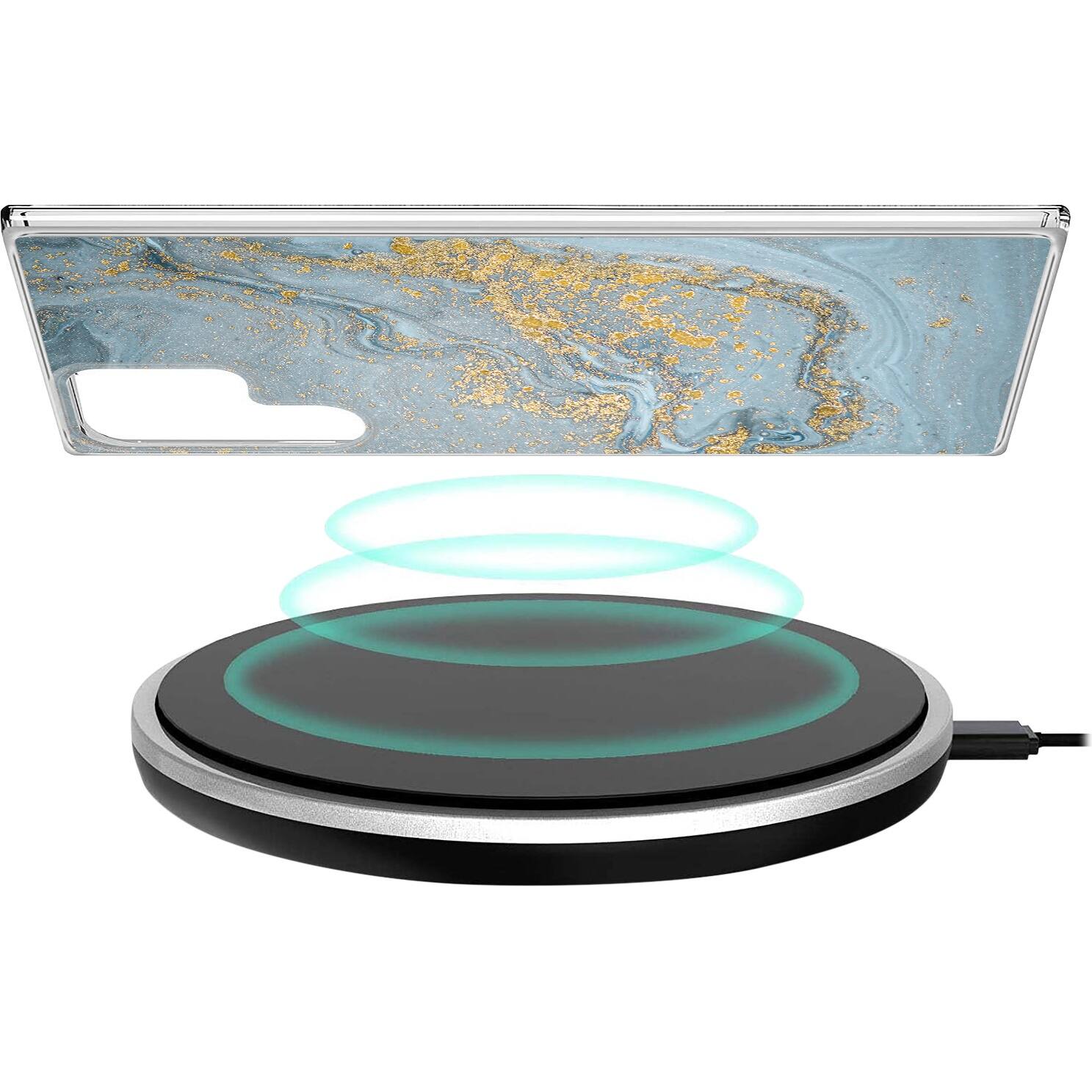 Alt View 13. SaharaCase - Marble Series Case for Samsung Galaxy S23 Ultra - Blue/Gold.