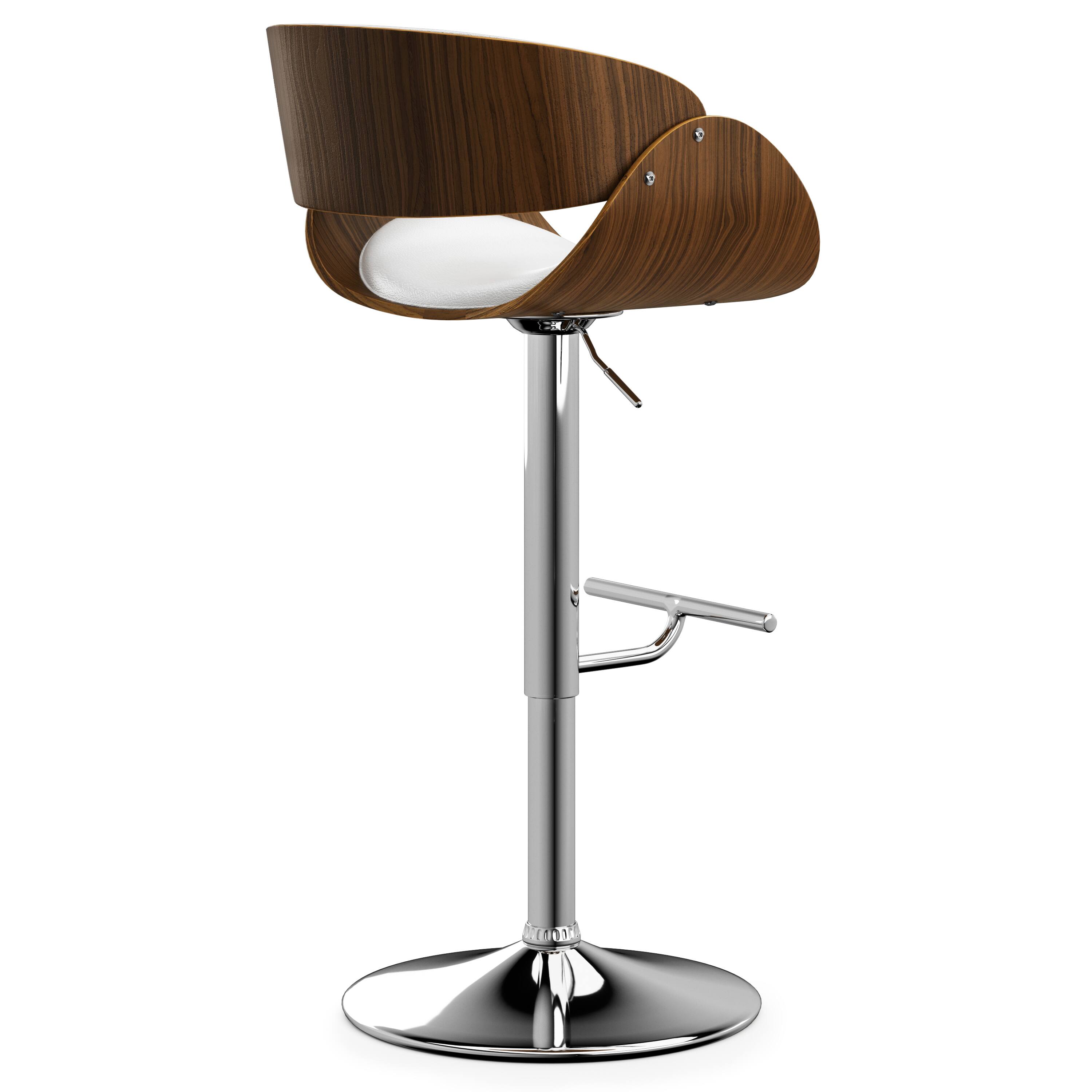 Alt View 2. Simpli Home - Amery Mid Century Modern 34 inch Adjustable Swivel Bar Stool in White Vegan Faux Leather - White.