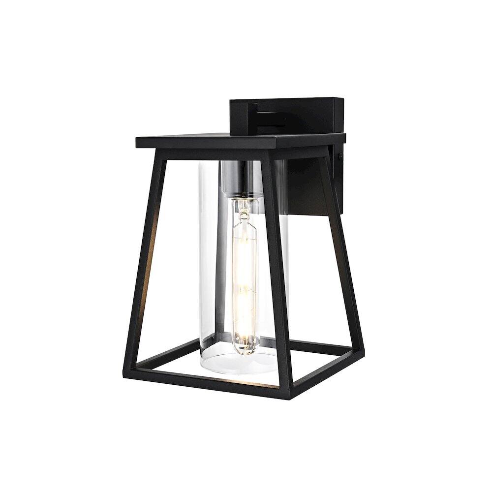 Angle. Elegant Lighting - Lambert 7 inch Outdoor Pendant in Black - Black.