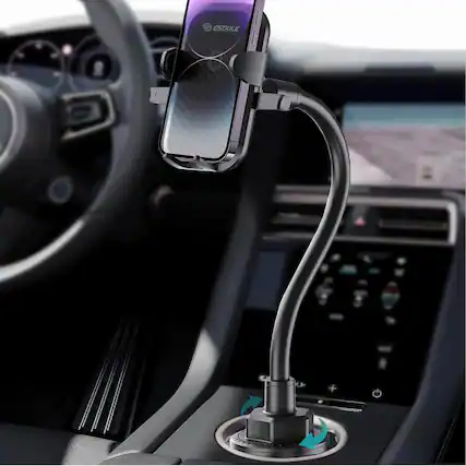 Front. Esoulk - Universal Cup Holder Mount with Long Neck for Mobile Phones - Black.
