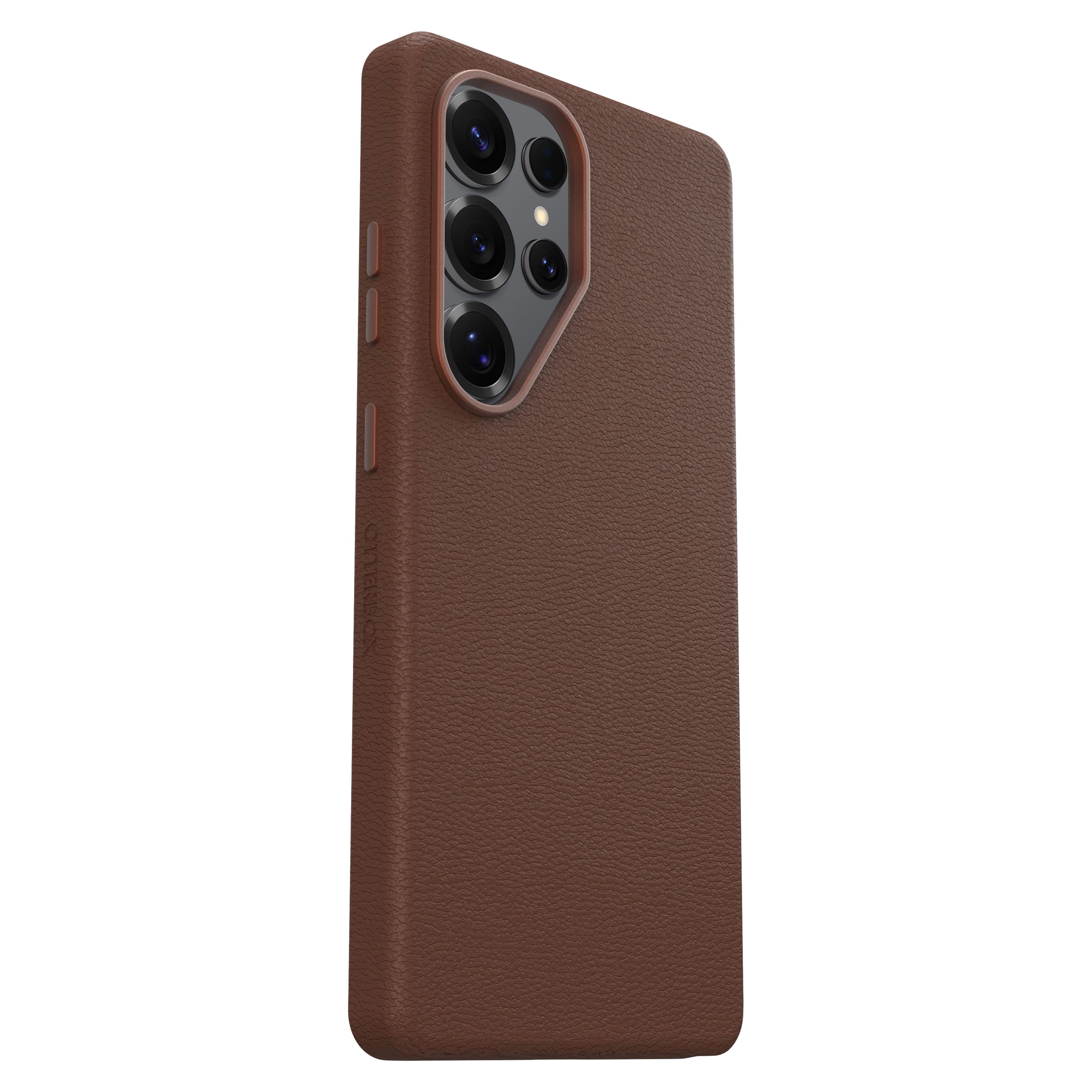 Left. OtterBox - Symmetry Cactus Leather Series Hard Shell for Samsung Galaxy S25 Ultra - Brown.