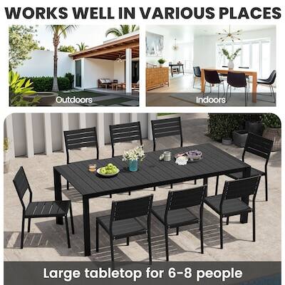 WORKS WELL IN VARIOUS PLACES

Outdoors Indoors

Large tabletop for 6-8 people