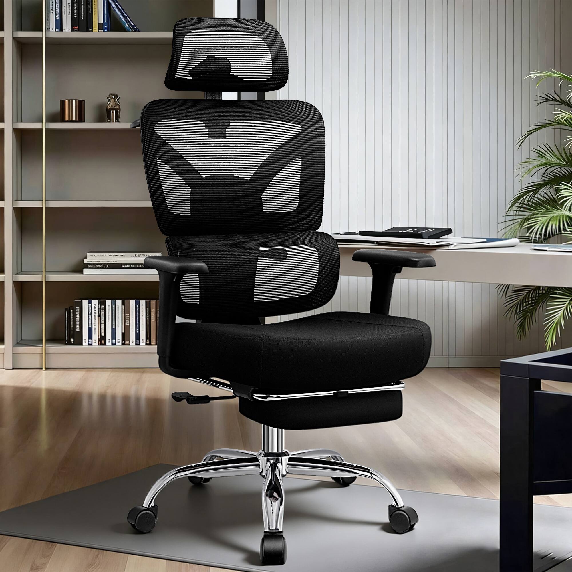 Alt View 6. KERDOM - High Back Mesh Ergonomic Office Chair with Footrest, Adjustable Lumbar Support, 3D Headrest and Armrest, Computer Chair - Black with Footrest.