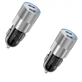 Stock Preferred - 2Pcs 40W Dual USB Type-C Fast Car Charger Adapter