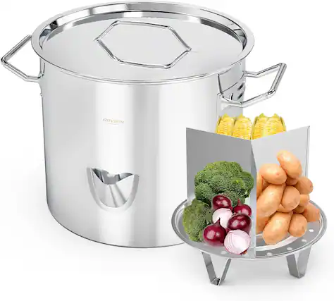 Front. Winado - 24QT Stainless Steel Steamer Pot with Spout & Divider for Tamales, Seafood Cook - Silver.