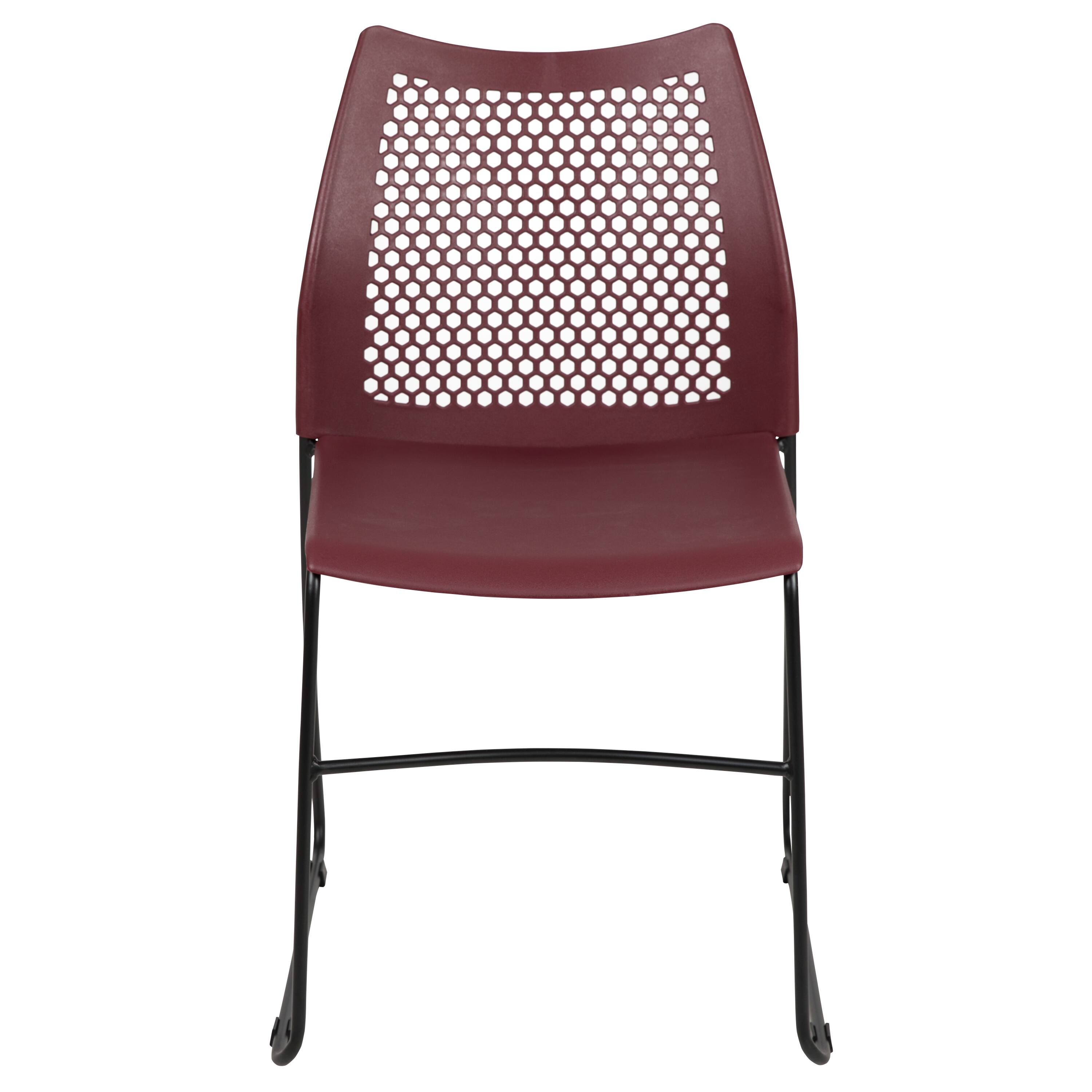 Alt View 7. Emma + Oliver - Home and Office Sled Base Stack Chair with Air-Vent Back - Guest Chair - Burgundy.
