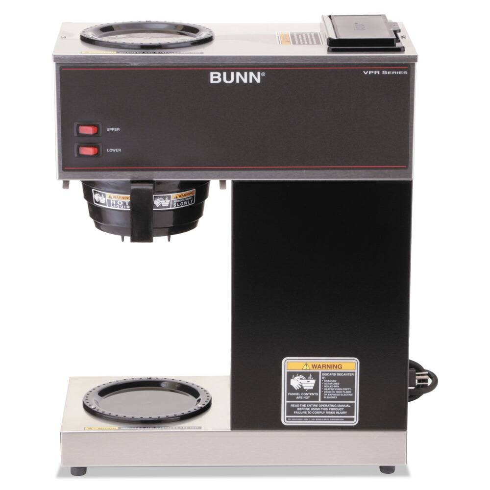 BUNN®  
VPR SERIES  

UPPER  
LOWER  

WARNING  
HOT LIQUID  

WARNING  
SLOWLY  

WARNING  
DANGER  
FUMES, CONTENTS  
READ THE ENTIRE OPERATING MANUAL  
BEFORE USING THIS PRODUCT  
FOR PROPER USE AND MAINTENANCE