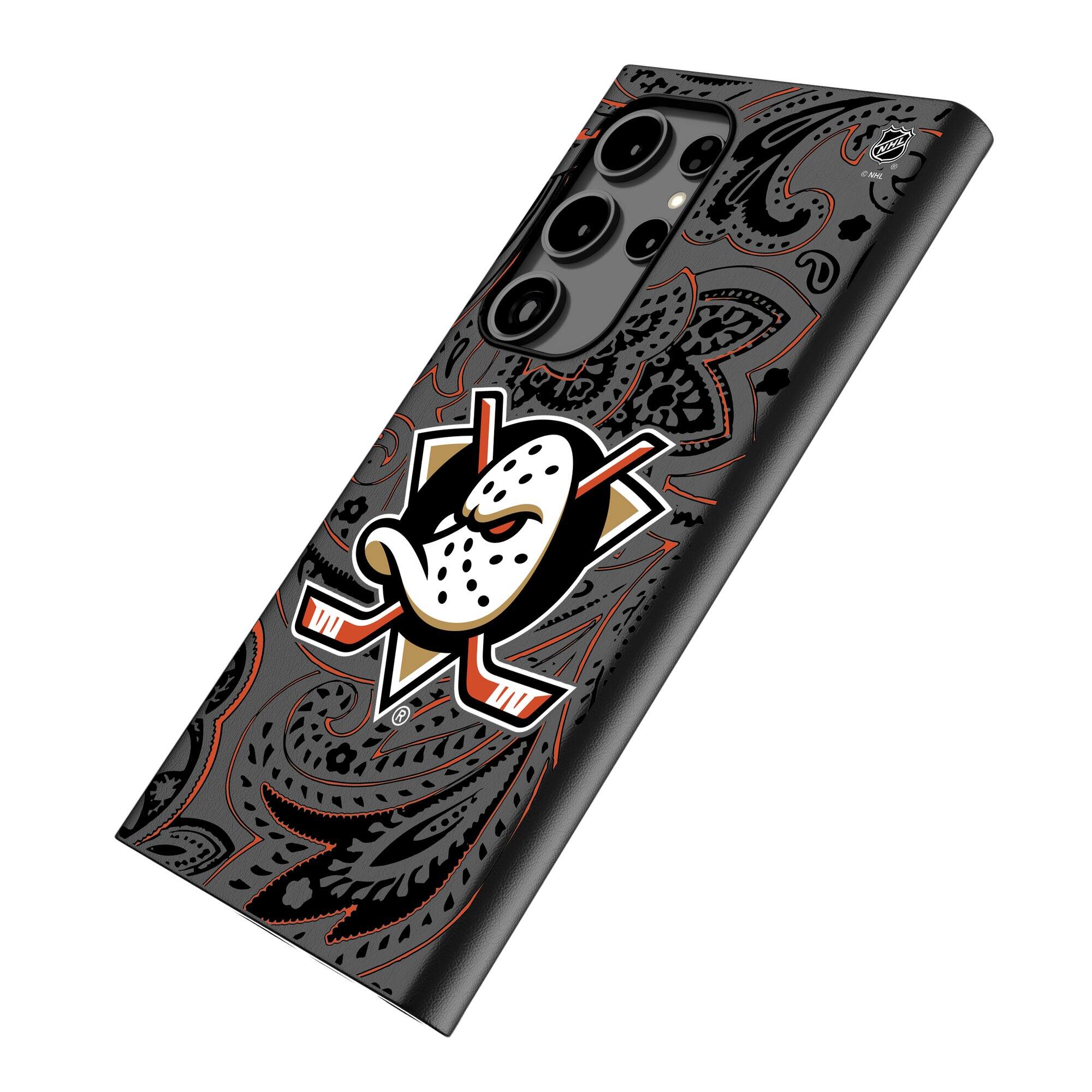 Alt View 1. Keyscaper - Anaheim Ducks Paisley Galaxy Magnetic Bump Case - S24 - Black.