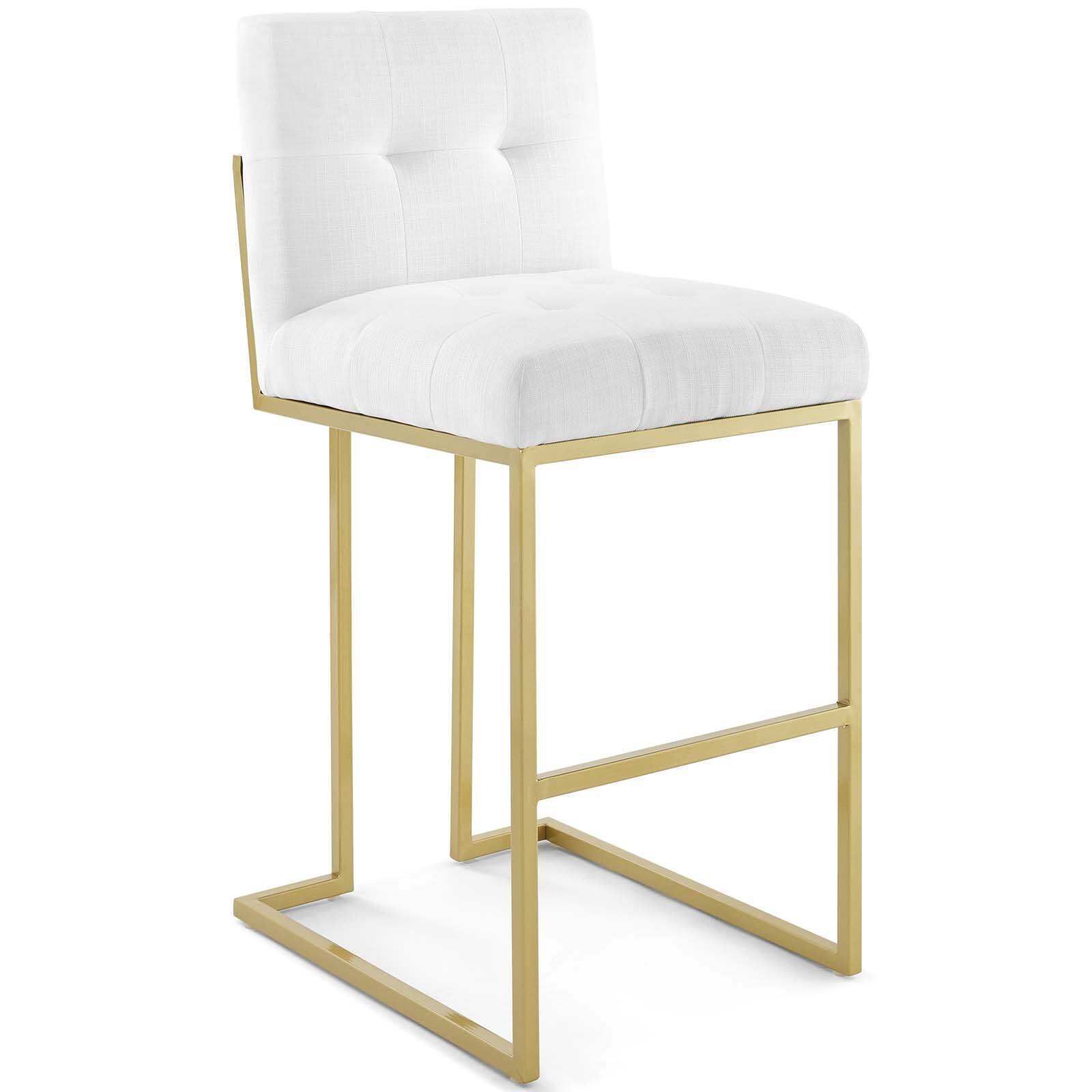 Angle. Modway - Privy Gold Stainless Steel Upholstered Fabric Bar Stool by Modway - Gold White.